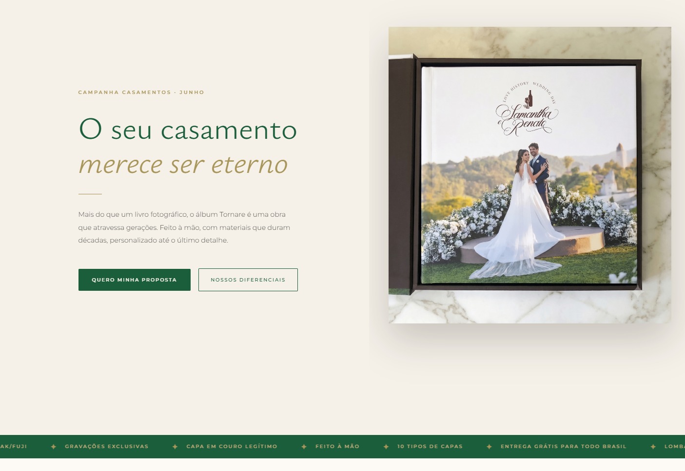 Landing page entregue para Tornare Casamentos
