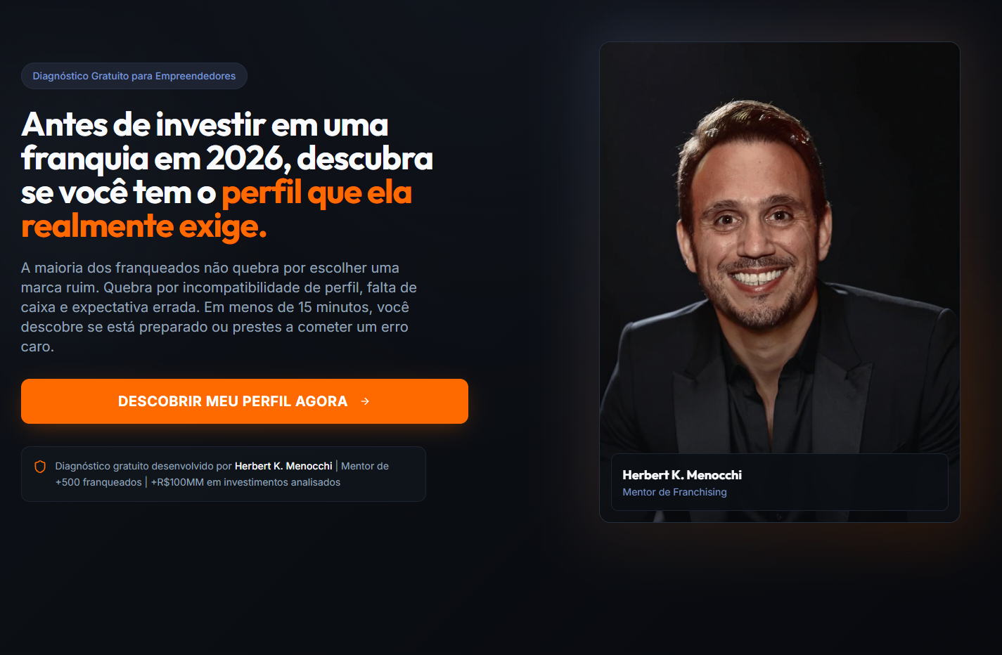 Landing page entregue para Mentoria Herbert Menocchi